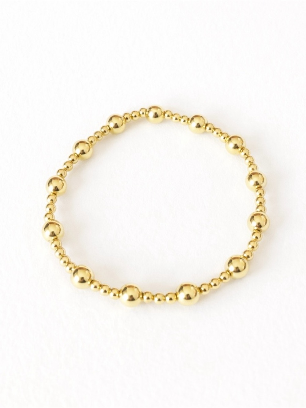 Gold Beaded Stretch Bracelet Set  of 3 - Elegant Women’s Jewelry - Picture 4 of 8